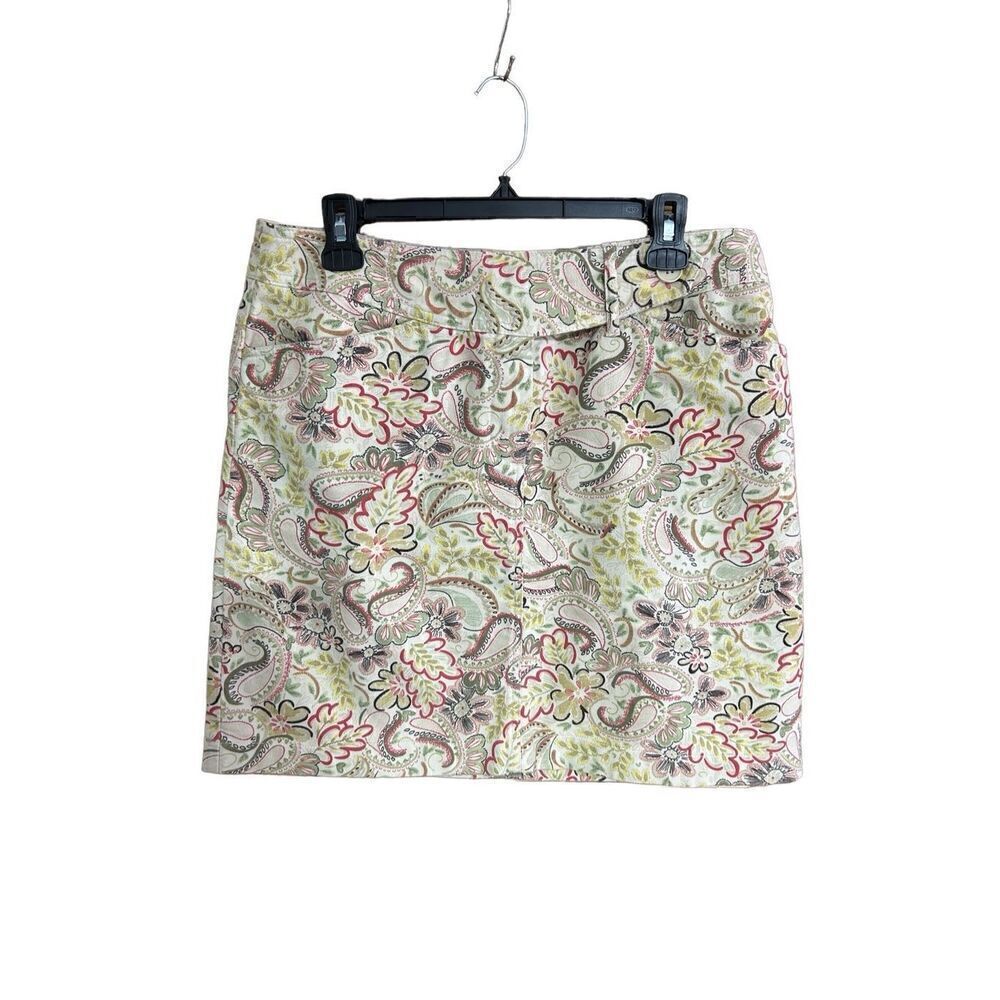 Ann Taylor LOFT Paisley Patterned Skirt Cream Color Size 12